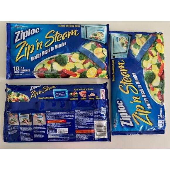 Ziploc Zip'N Steam Medium Cooking Bags 26 Bags 3 Packs Bags Discontinued - Picture 4 of 4